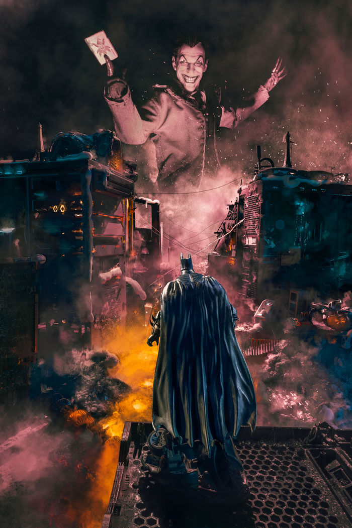 This Photo Of The Joker Free-Falling Was Made Using An Action Figure And Things Around The House