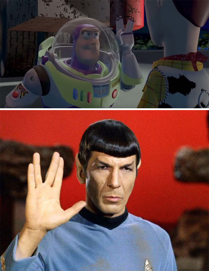 In Toy Story (1995) When Buzz Says Farewell To Woody, He Uses The Vulcan Salute From The Star Trek Series