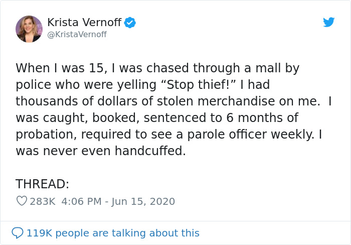 Woman Shares All The Crimes She's Committed Despite Having No Criminal Record To Illustrate White Privilege Woman Shares All The Crimes She's Committed Despite Having No Criminal Record To Illustrate White Privilege