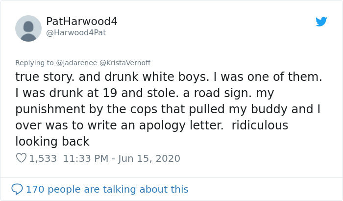 Woman Shares All The Crimes She's Committed Despite Having No Criminal Record To Illustrate White Privilege Woman Shares All The Crimes She's Committed Despite Having No Criminal Record To Illustrate White Privilege