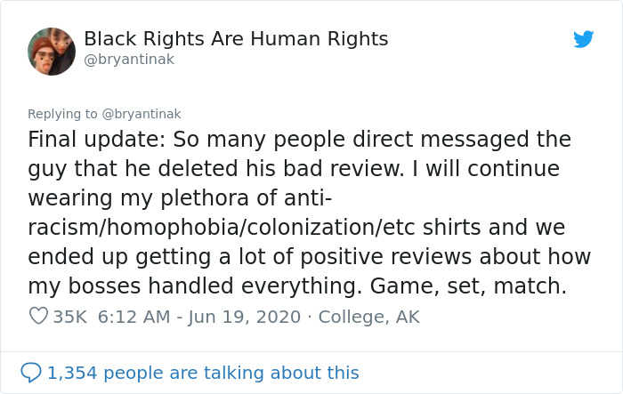 Customer Gets So Upset Over Waiter Wearing A 'Don't Be Racist' T-Shirt That He Leaves A Negative Review, And Now Everyone Is Trolling Him Customer Gets So Upset Over Waiter Wearing A 'Don't Be Racist' T-Shirt That He Leaves A Negative Review, And Now Everyone Is Trolling Him