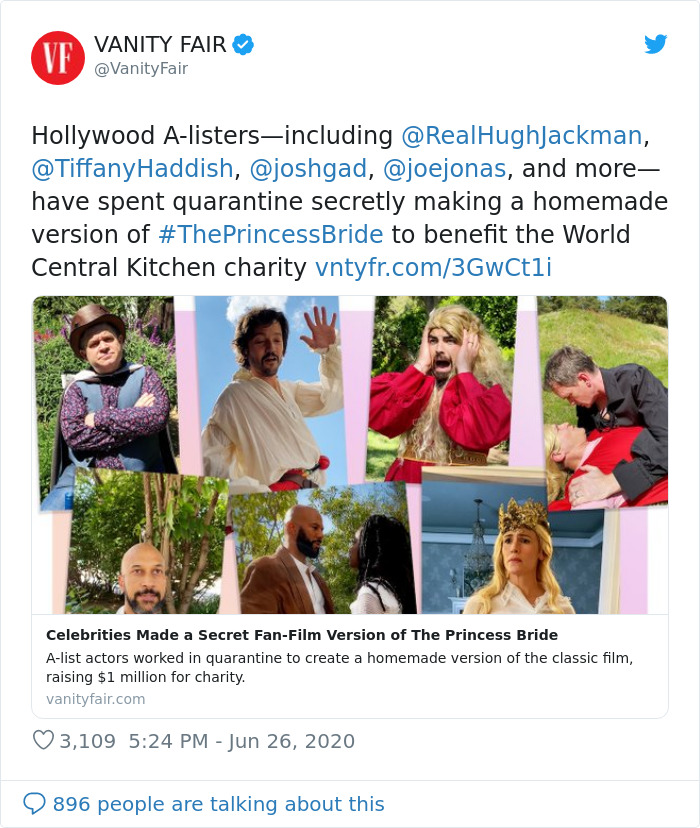 Bored Celebs Recreate 'The Princess Bride' While In Lockdown, And People Say It's Awesome Bored Celebs Recreate 'The Princess Bride' While In Lockdown, And People Say It's Awesome