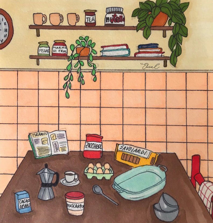 I Made An Art Project Called "The Roman Quarantine" Drawing Daily Life With My Cat During The Lockdown In Rome, Italy