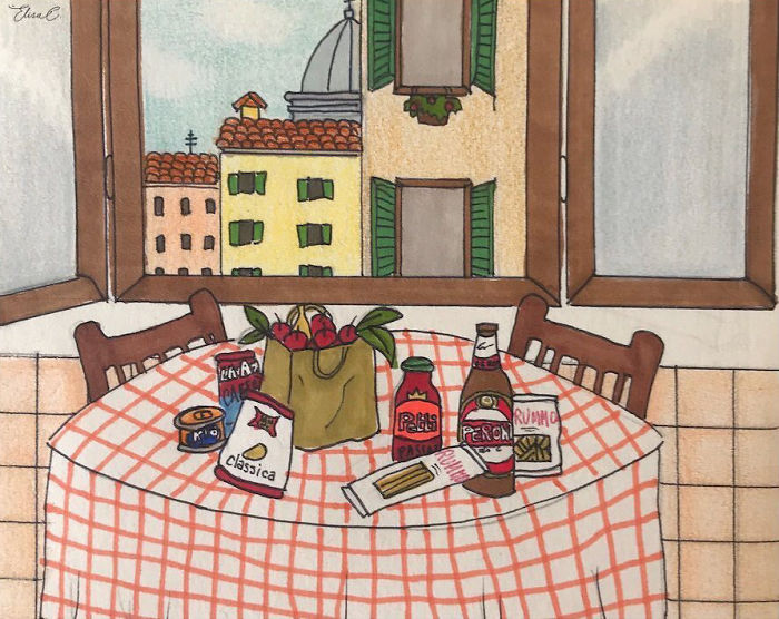 I Made An Art Project Called "The Roman Quarantine" Drawing Daily Life With My Cat During The Lockdown In Rome, Italy