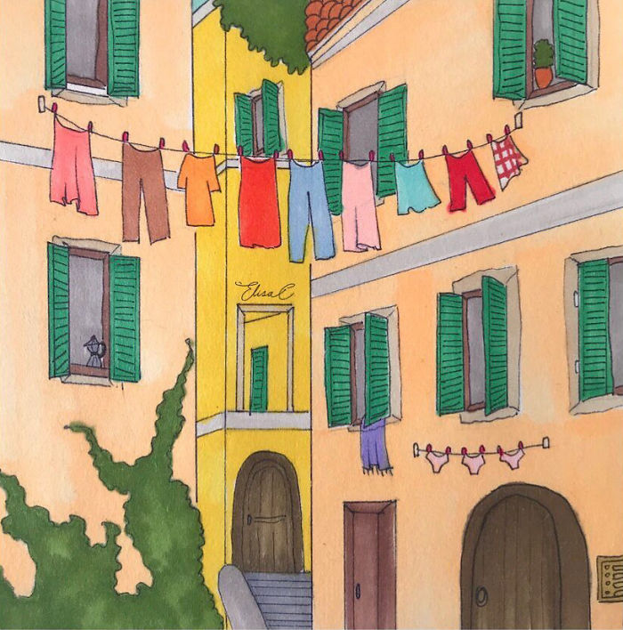 I Made An Art Project Called "The Roman Quarantine" Drawing Daily Life With My Cat During The Lockdown In Rome, Italy