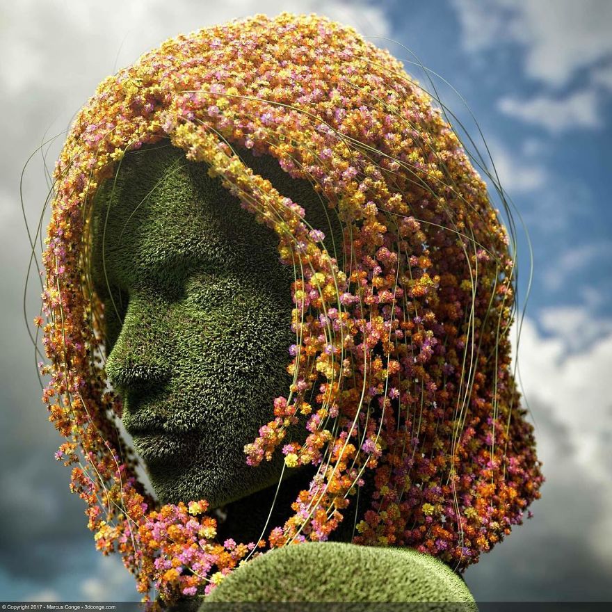 Artist Creates Incredible Digital Sculptures Interacting With Nature