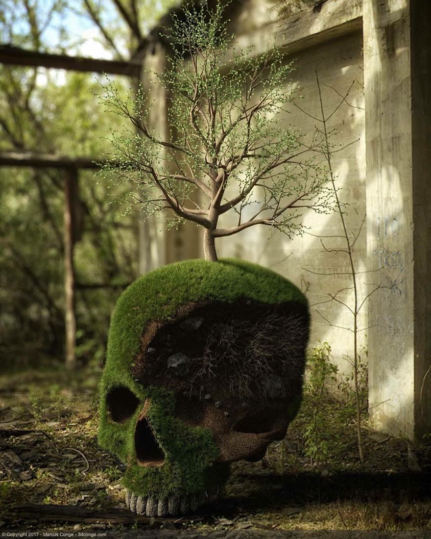 Artist Creates Incredible Digital Sculptures Interacting With Nature