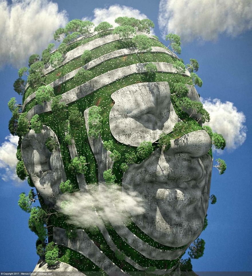 Artist Creates Incredible Digital Sculptures Interacting With Nature