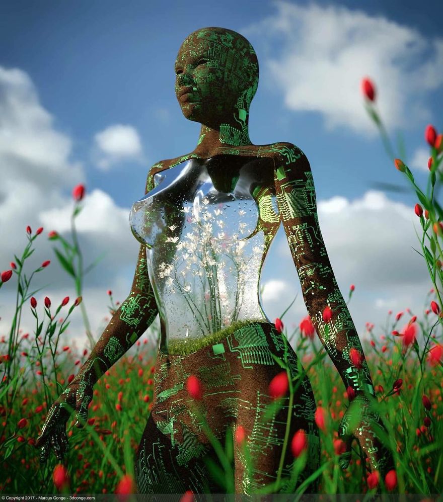 Artist Creates Incredible Digital Sculptures Interacting With Nature