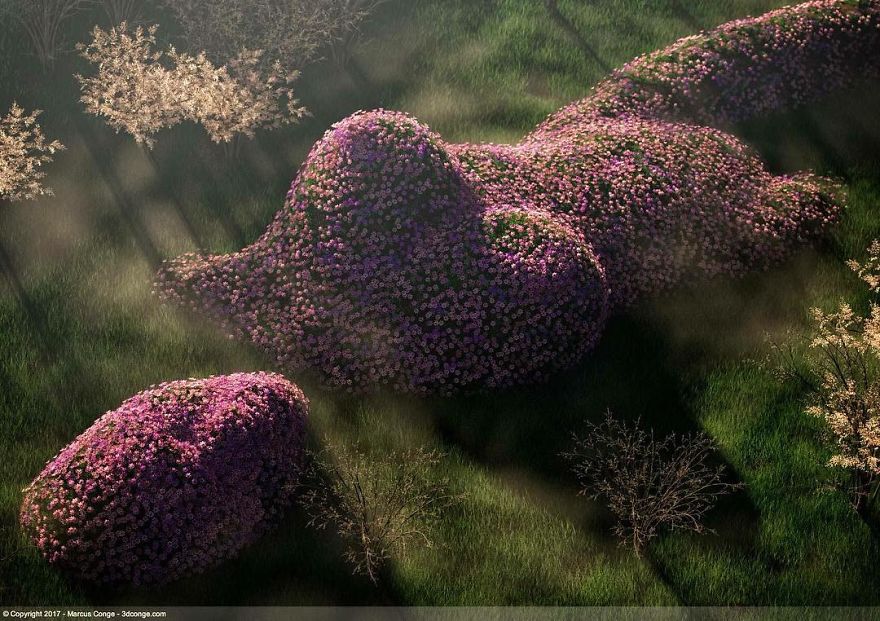 Artist Creates Incredible Digital Sculptures Interacting With Nature