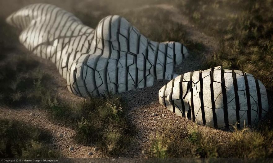 Artist Creates Incredible Digital Sculptures Interacting With Nature