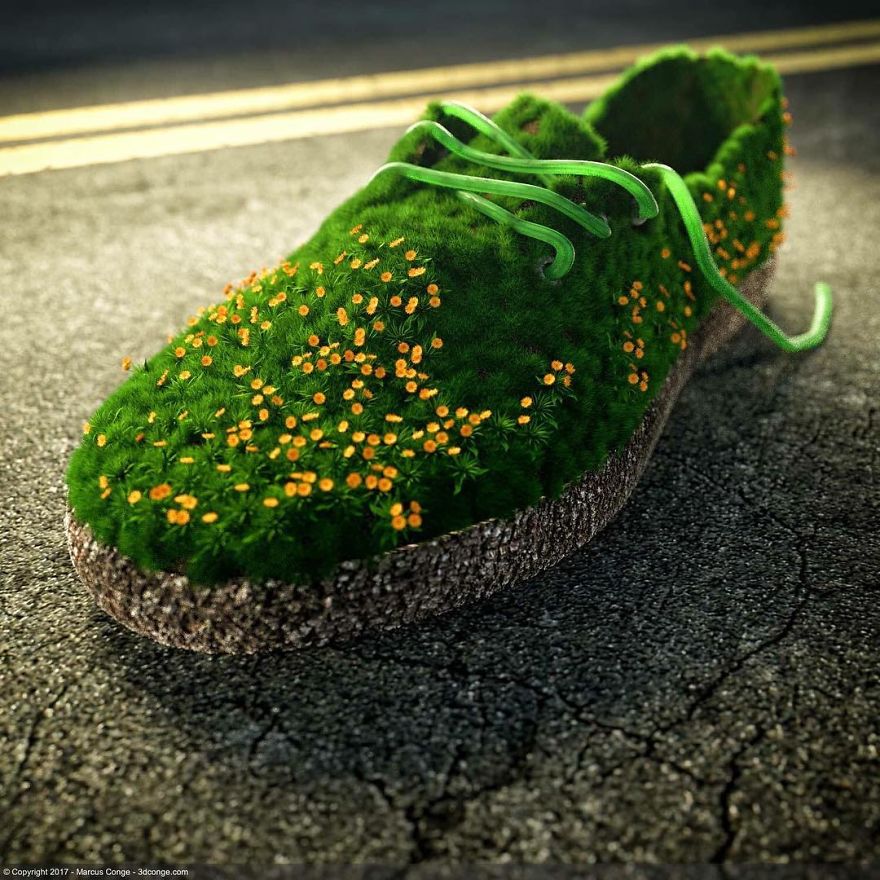 Artist Creates Incredible Digital Sculptures Interacting With Nature