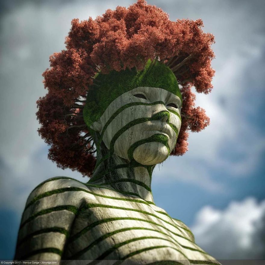 Artist Creates Incredible Digital Sculptures Interacting With Nature