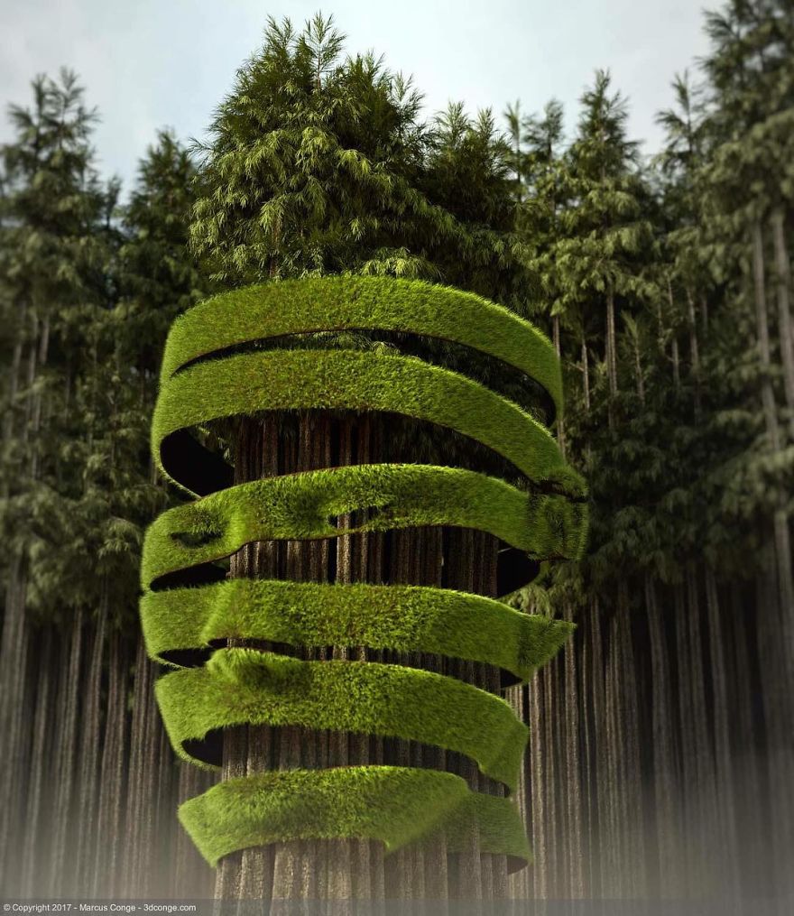 Artist Creates Incredible Digital Sculptures Interacting With Nature