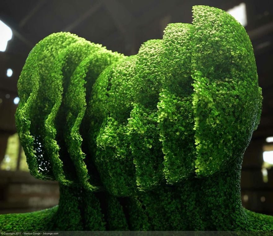 Artist Creates Incredible Digital Sculptures Interacting With Nature