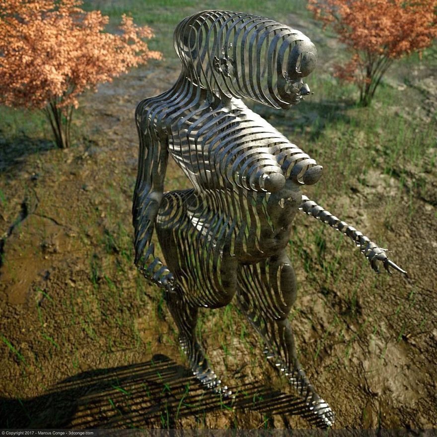 Artist Creates Incredible Digital Sculptures Interacting With Nature