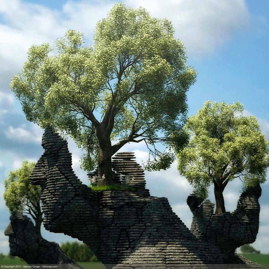 Artist Creates Incredible Digital Sculptures Interacting With Nature