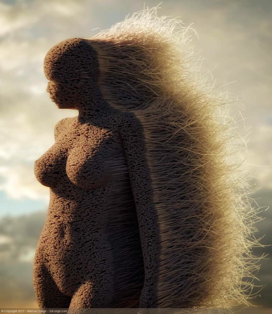 Artist Creates Incredible Digital Sculptures Interacting With Nature