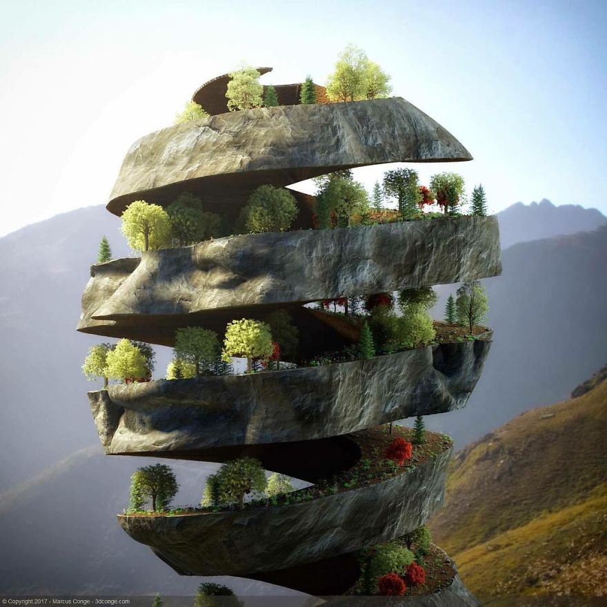 Artist Creates Incredible Digital Sculptures Interacting With Nature