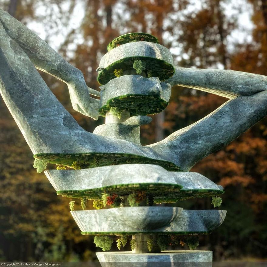 Artist Creates Incredible Digital Sculptures Interacting With Nature