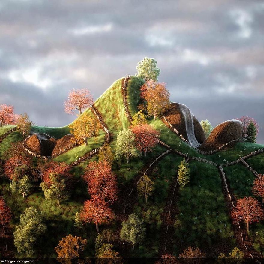 Artist Creates Incredible Digital Sculptures Interacting With Nature