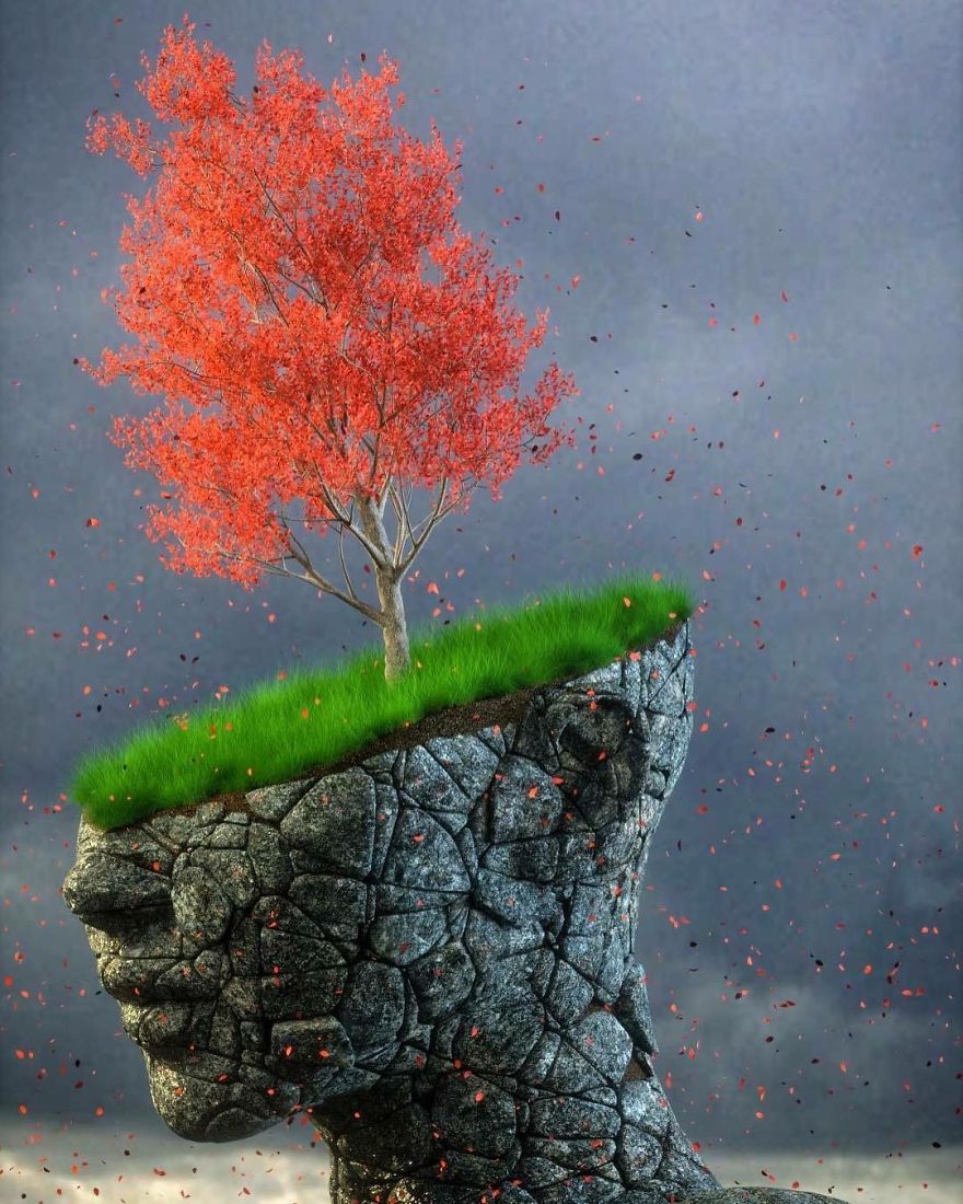 Artist Creates Incredible Digital Sculptures Interacting With Nature