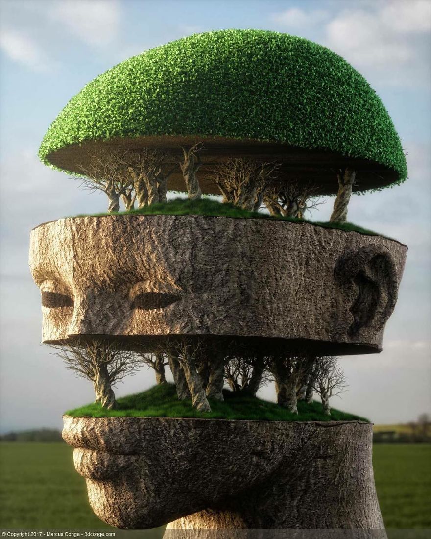 Artist Creates Incredible Digital Sculptures Interacting With Nature