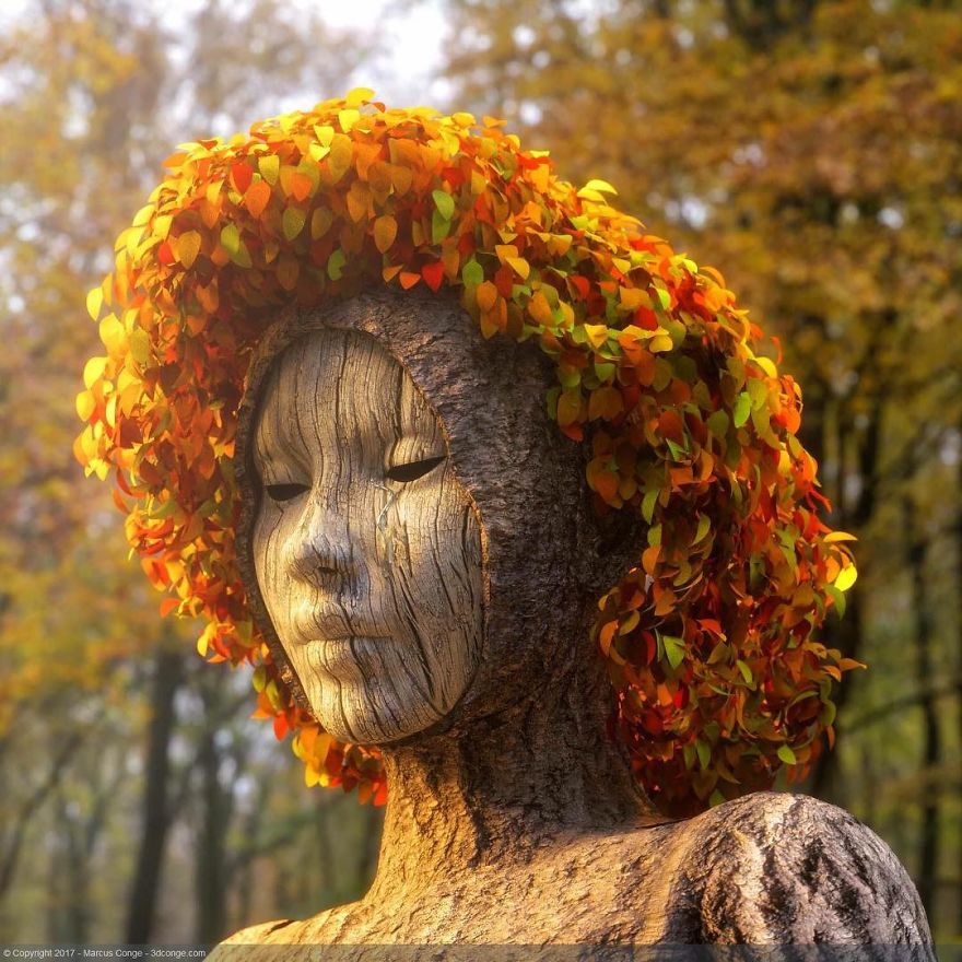 Artist Creates Incredible Digital Sculptures Interacting With Nature