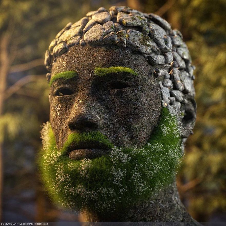 Artist Creates Incredible Digital Sculptures Interacting With Nature