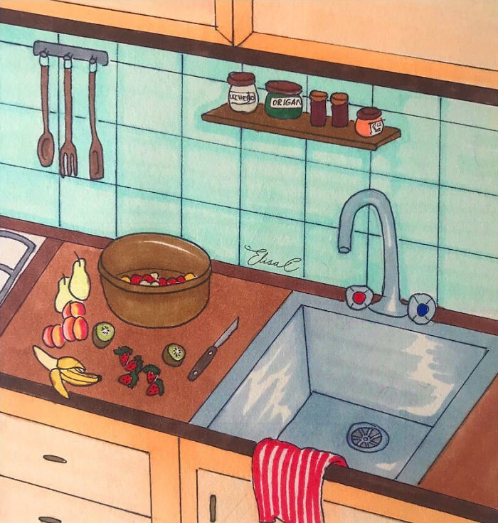 I Made An Art Project Called "The Roman Quarantine" Drawing Daily Life With My Cat During The Lockdown In Rome, Italy