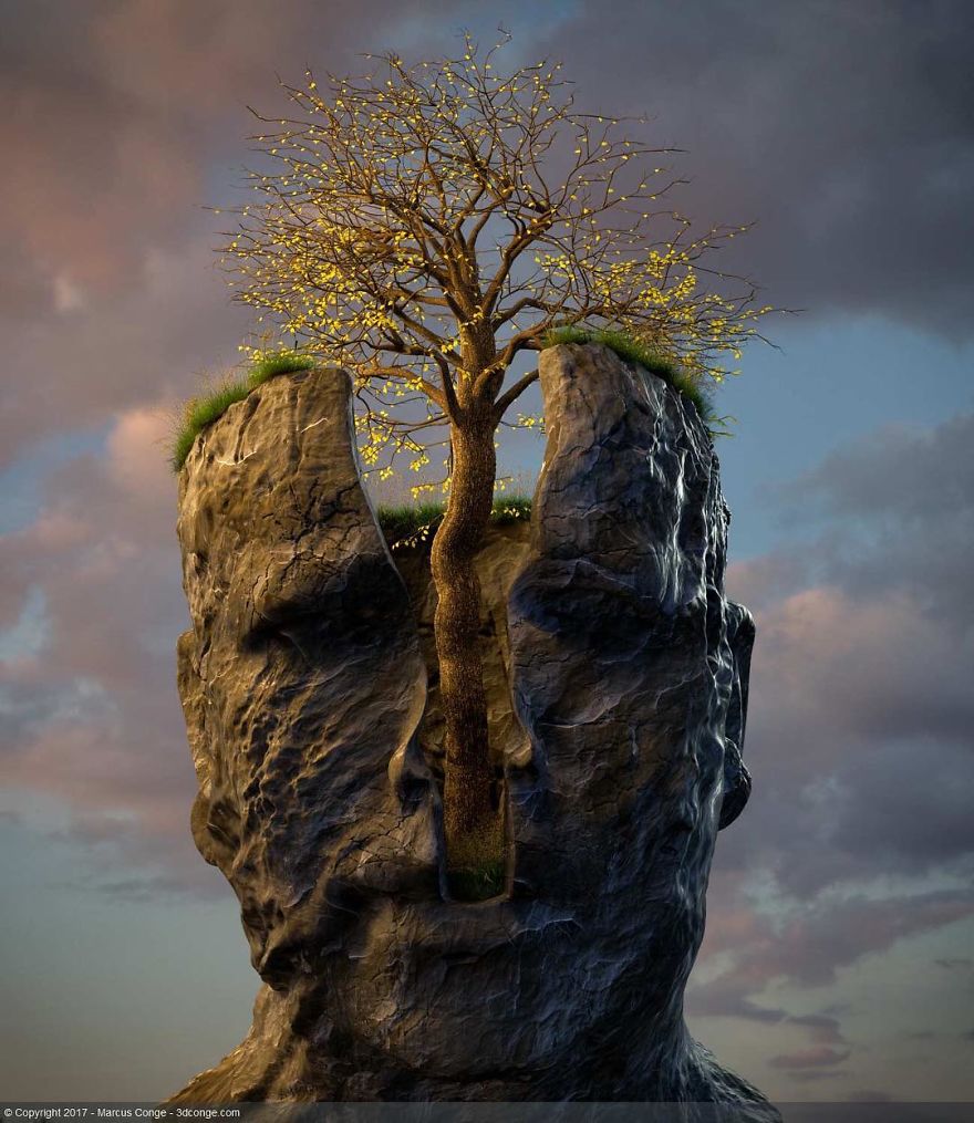 Artist Creates Incredible Digital Sculptures Interacting With Nature