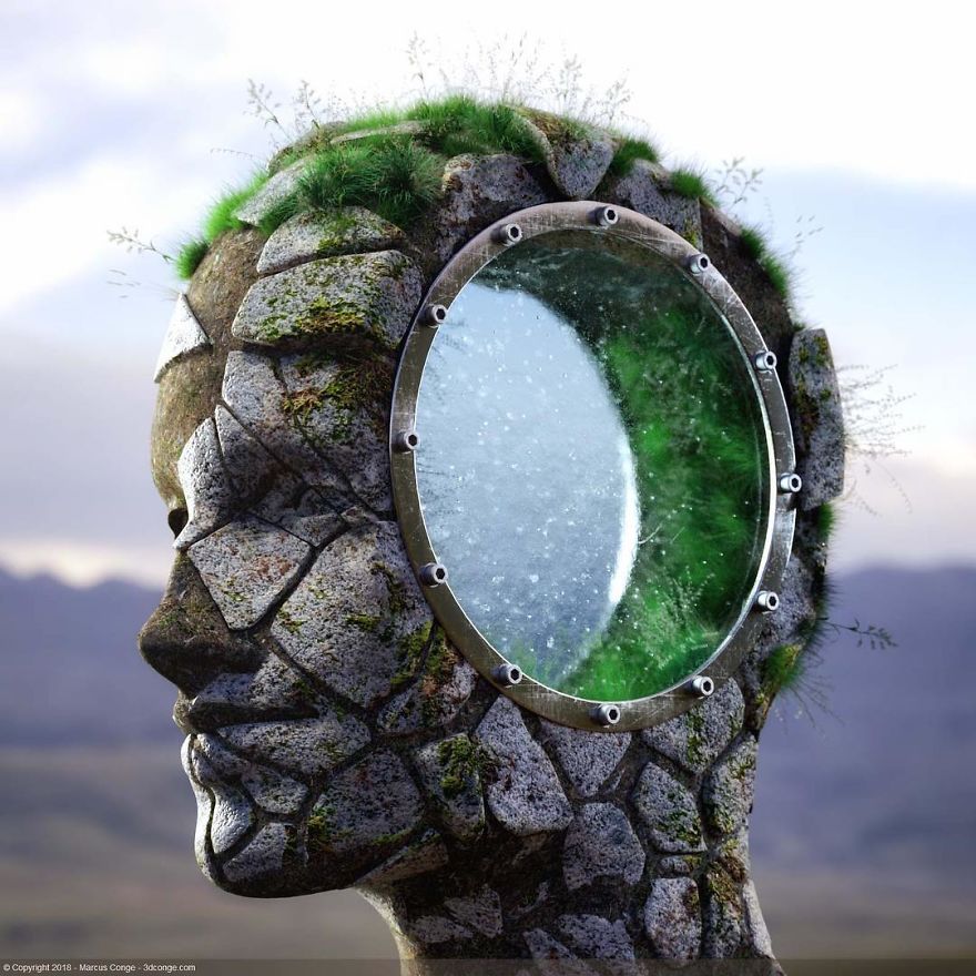 Artist Creates Incredible Digital Sculptures Interacting With Nature