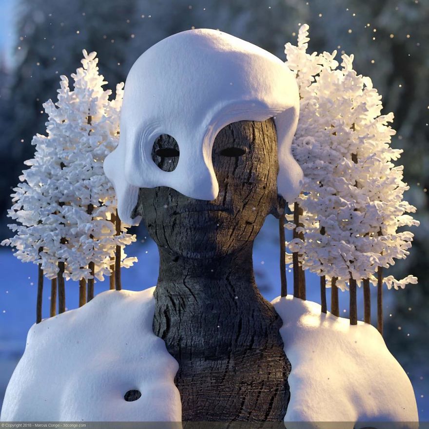 Artist Creates Incredible Digital Sculptures Interacting With Nature