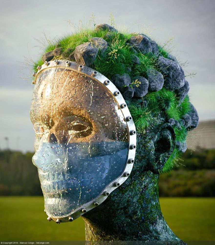 Artist Creates Incredible Digital Sculptures Interacting With Nature