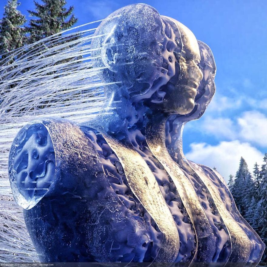 Artist Creates Incredible Digital Sculptures Interacting With Nature