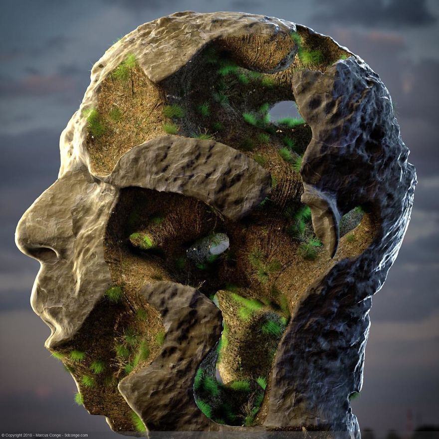 Artist Creates Incredible Digital Sculptures Interacting With Nature