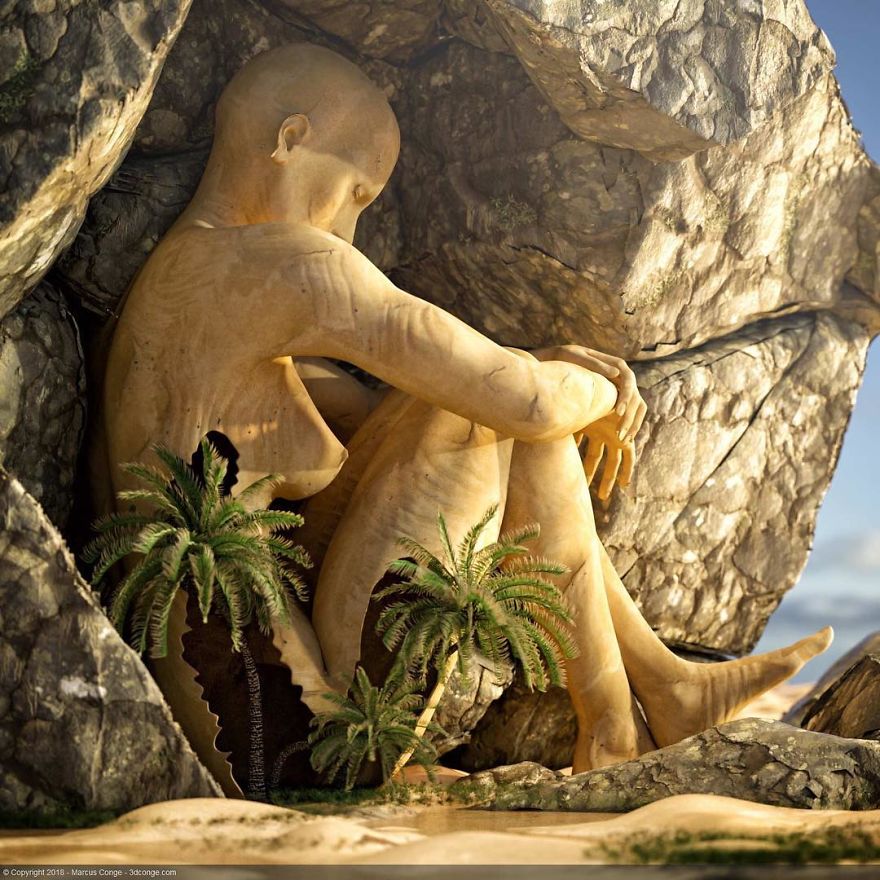 Artist Creates Incredible Digital Sculptures Interacting With Nature