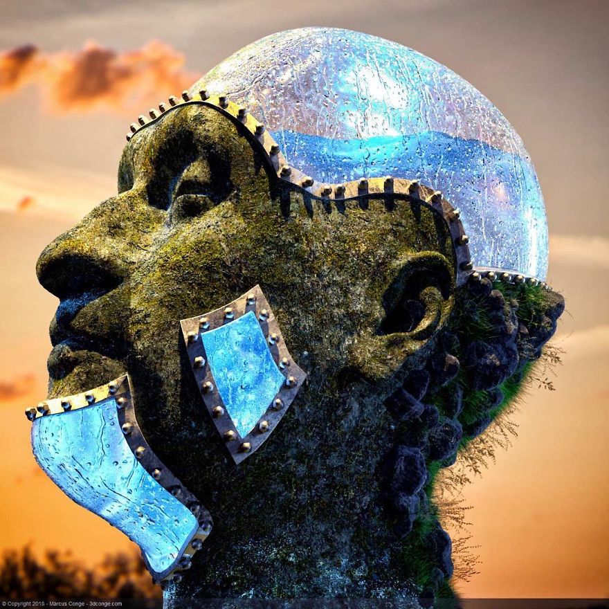 Artist Creates Incredible Digital Sculptures Interacting With Nature