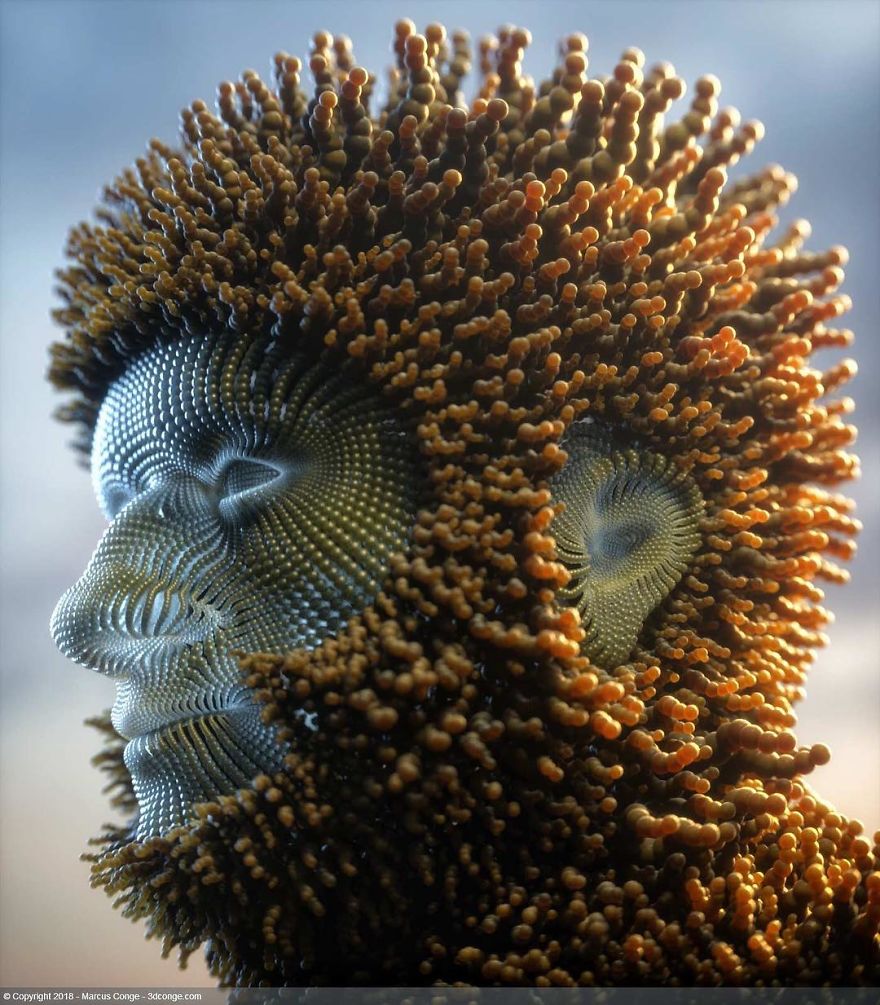 Artist Creates Incredible Digital Sculptures Interacting With Nature