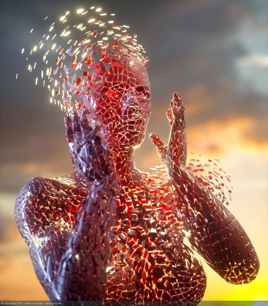 Artist Creates Incredible Digital Sculptures Interacting With Nature