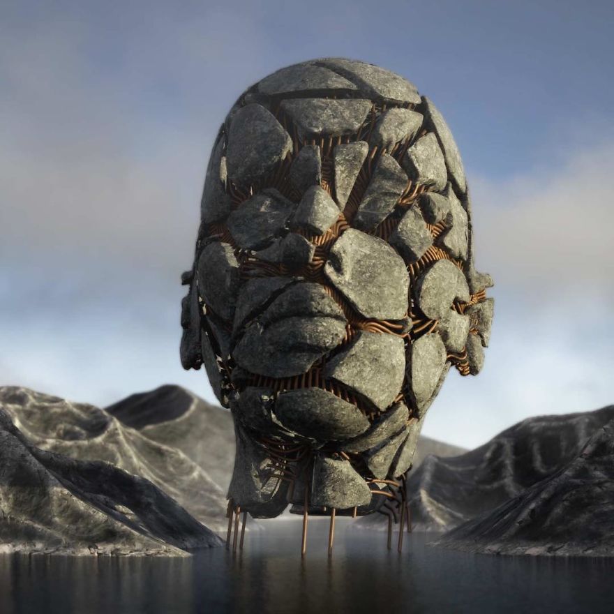 Artist Creates Incredible Digital Sculptures Interacting With Nature