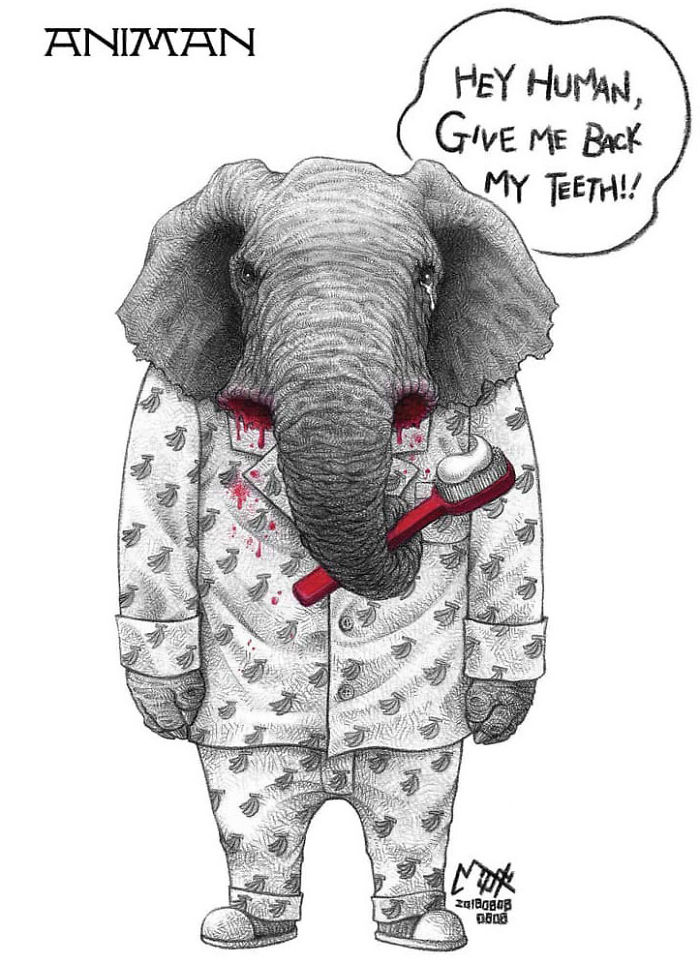 Artist Shows Shocking Illustrations About Animal Abuse That Many Humans Will Surely Be Ashamed Of