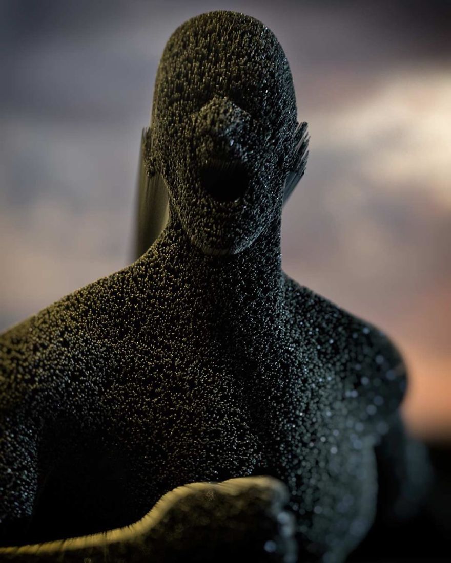 Artist Creates Incredible Digital Sculptures Interacting With Nature