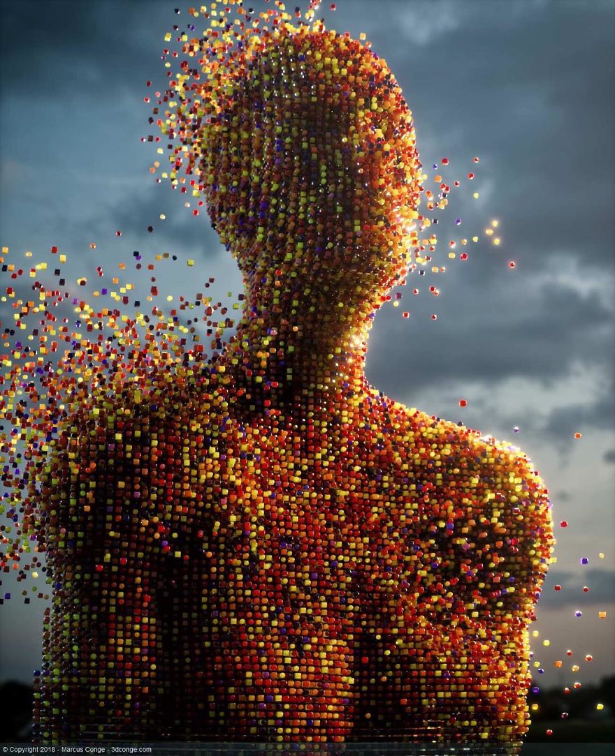 Artist Creates Incredible Digital Sculptures Interacting With Nature