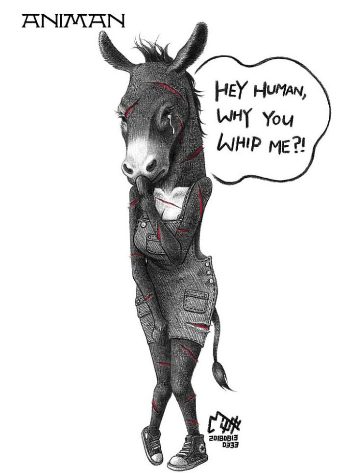 Artist Shows Shocking Illustrations About Animal Abuse That Many Humans Will Surely Be Ashamed Of