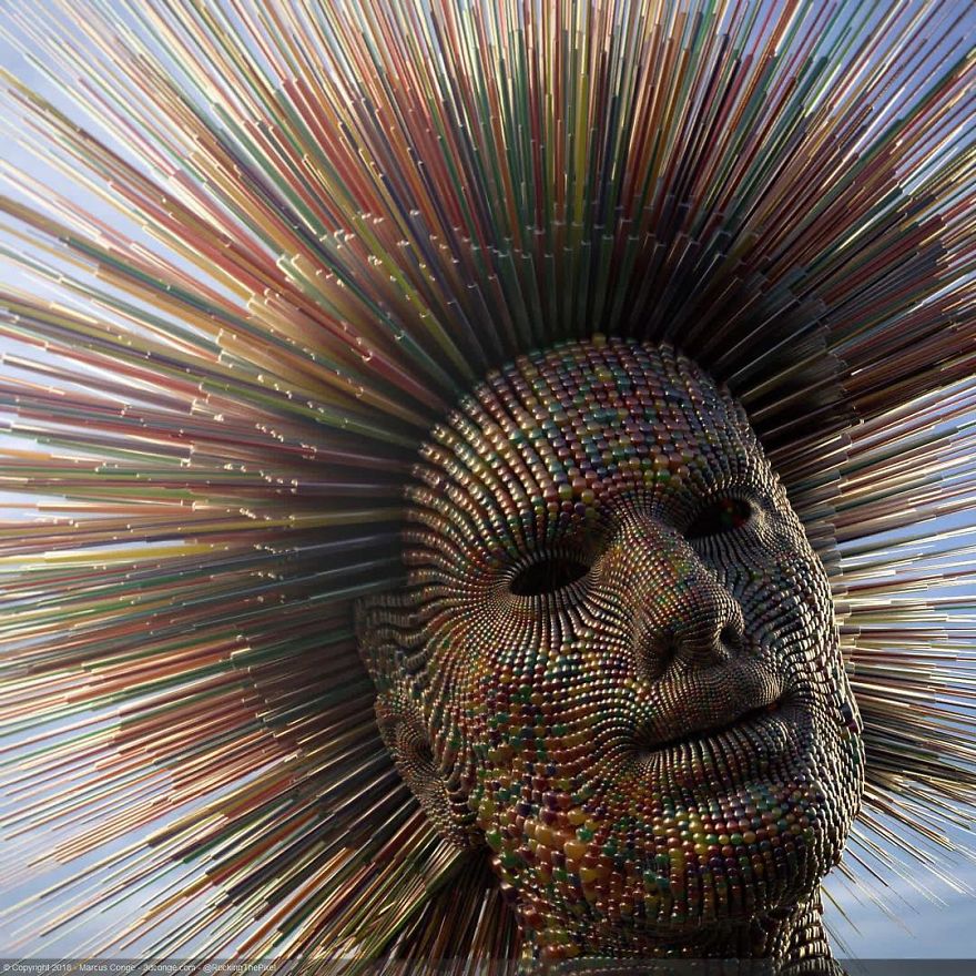 Artist Creates Incredible Digital Sculptures Interacting With Nature