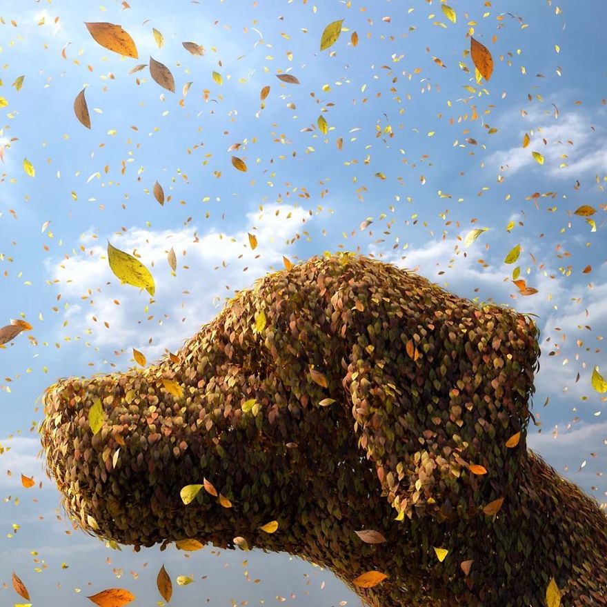 Artist Creates Incredible Digital Sculptures Interacting With Nature