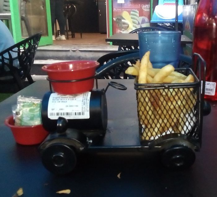 Fries In A Little Car... Yes, The Price Label Is Still On It (And All Other Cutlery Too)