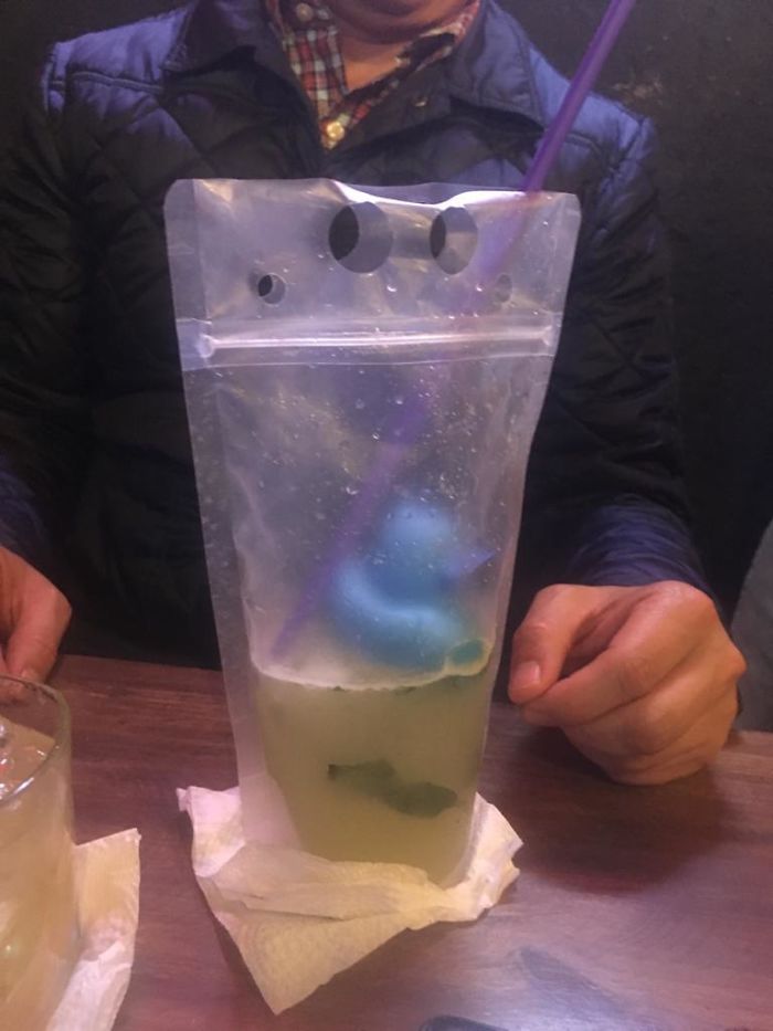 Drink Served In A Bag With A Rubber Duck