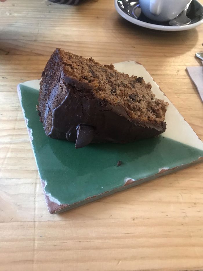 Got My Chocolate Cake Served On This Old Tile Today
